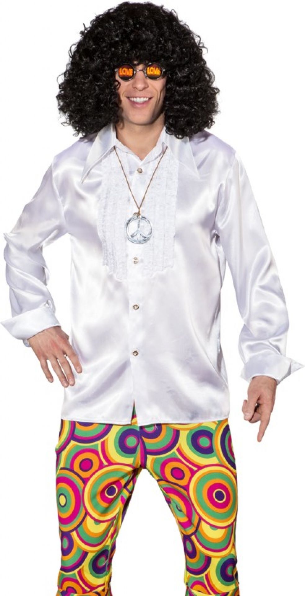 Rüschen Hemd weiss Satin  Gr. 56