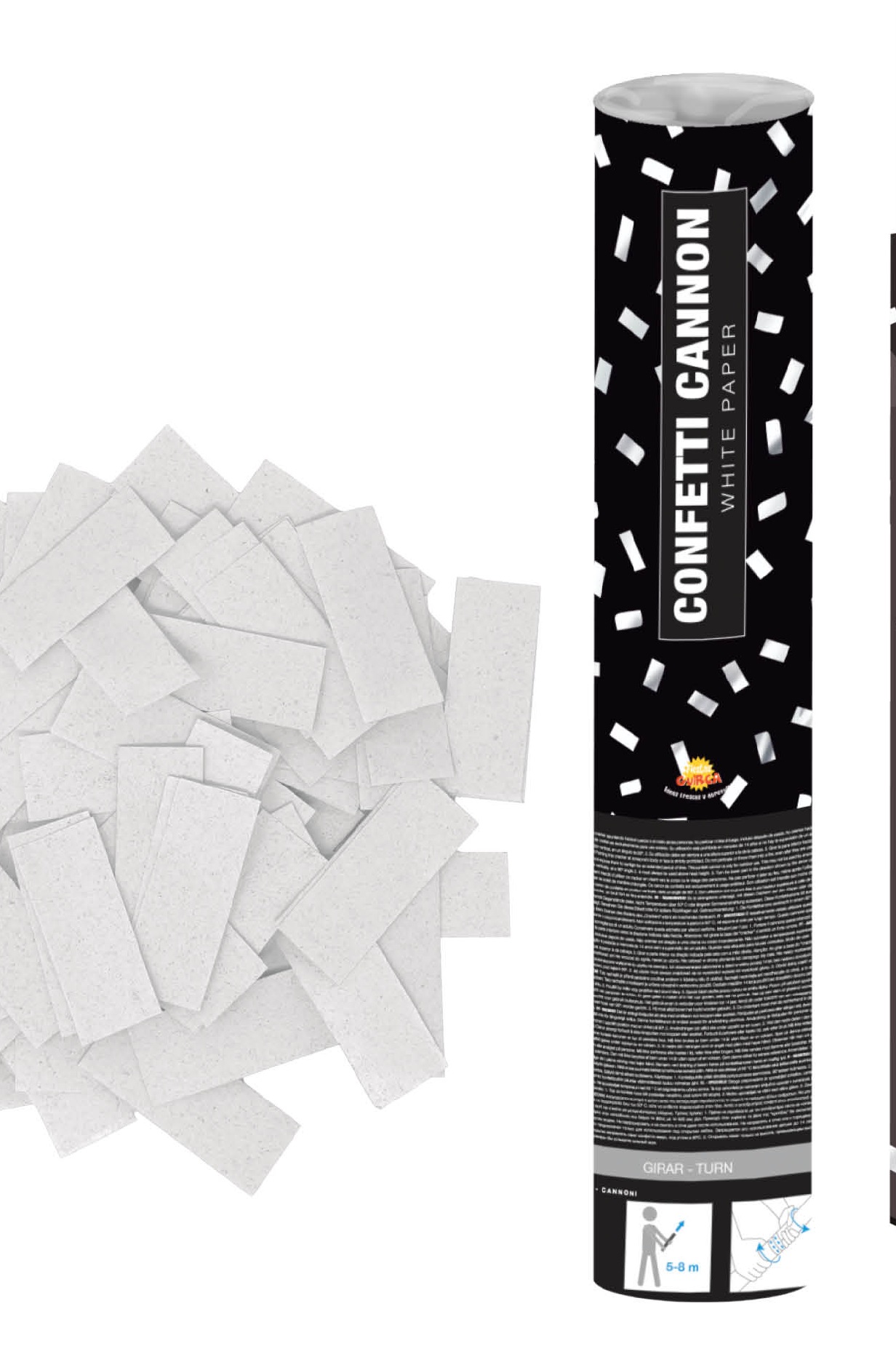 3er Packung Konfetti Shooter 40cm Papier WEISS
