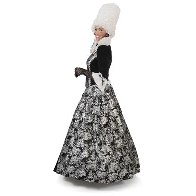 Barock Kleid silber-schwarz 36/38