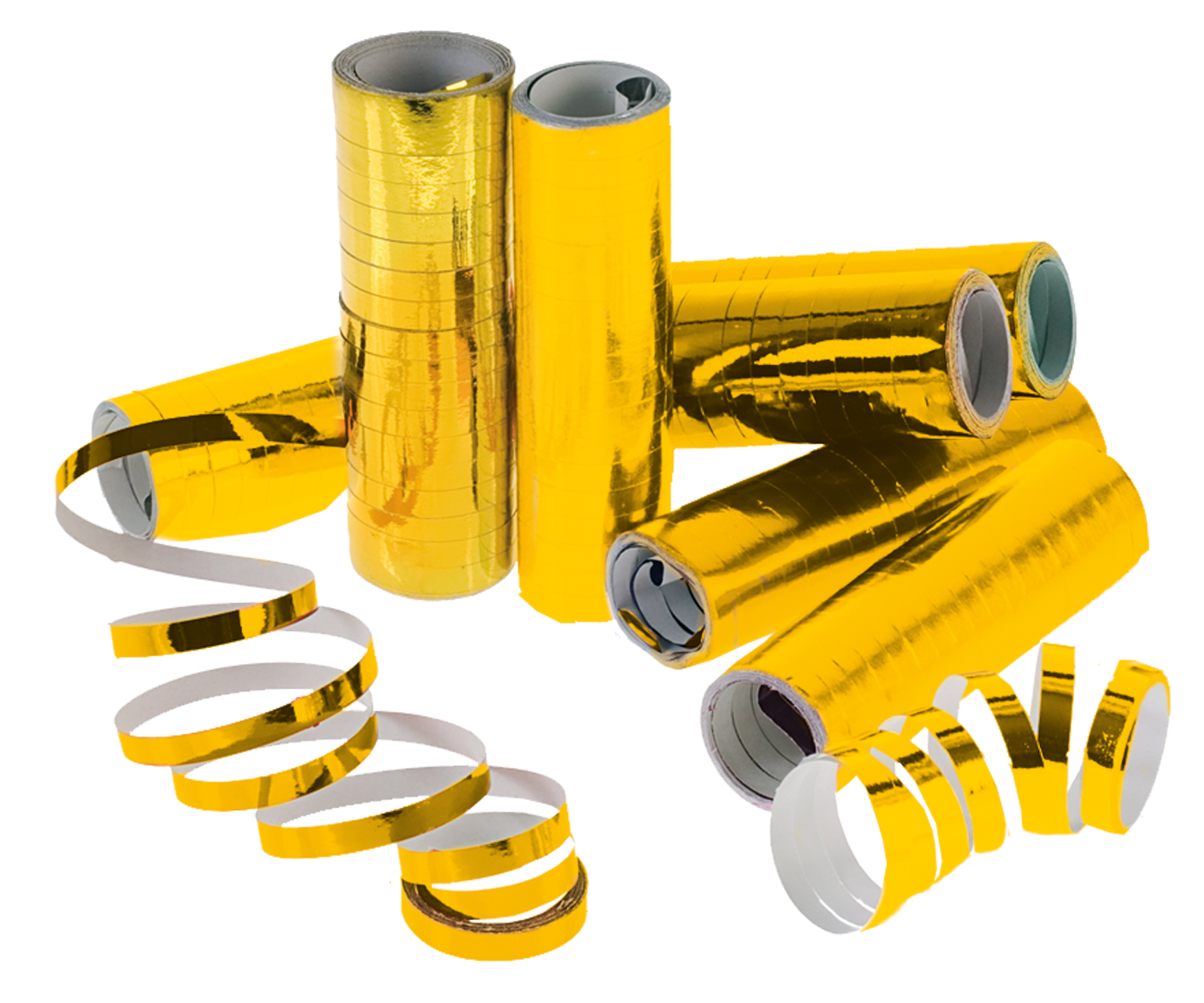 3er Pkg. Luftschlangen 4m metallic-gold