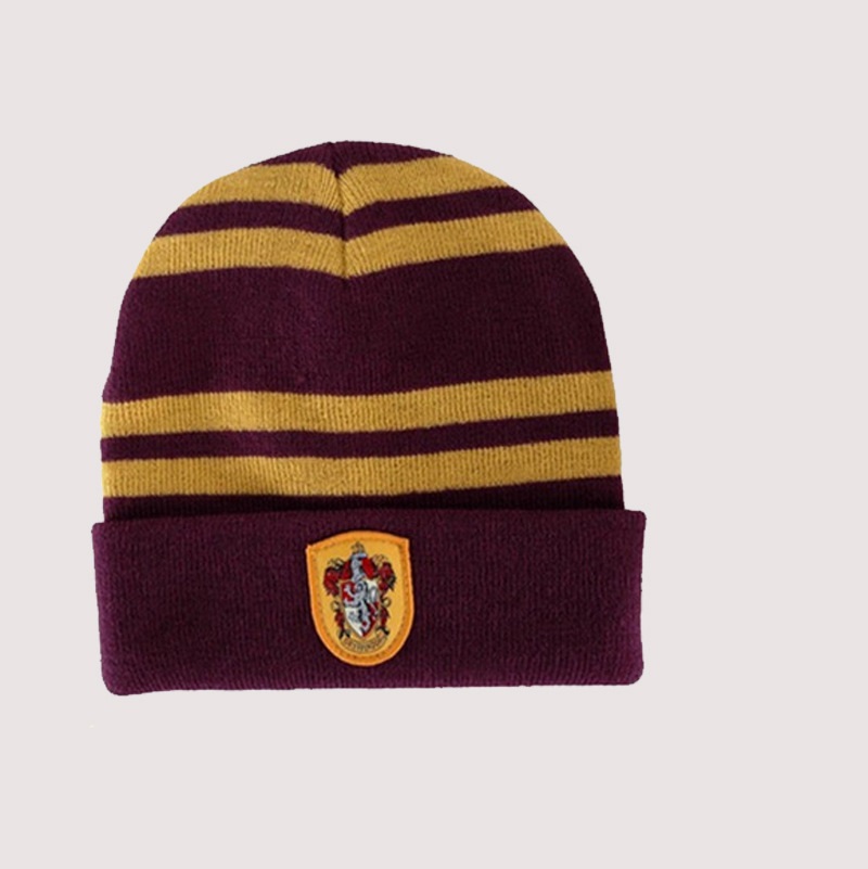 Wollmütze weinrot-gelb