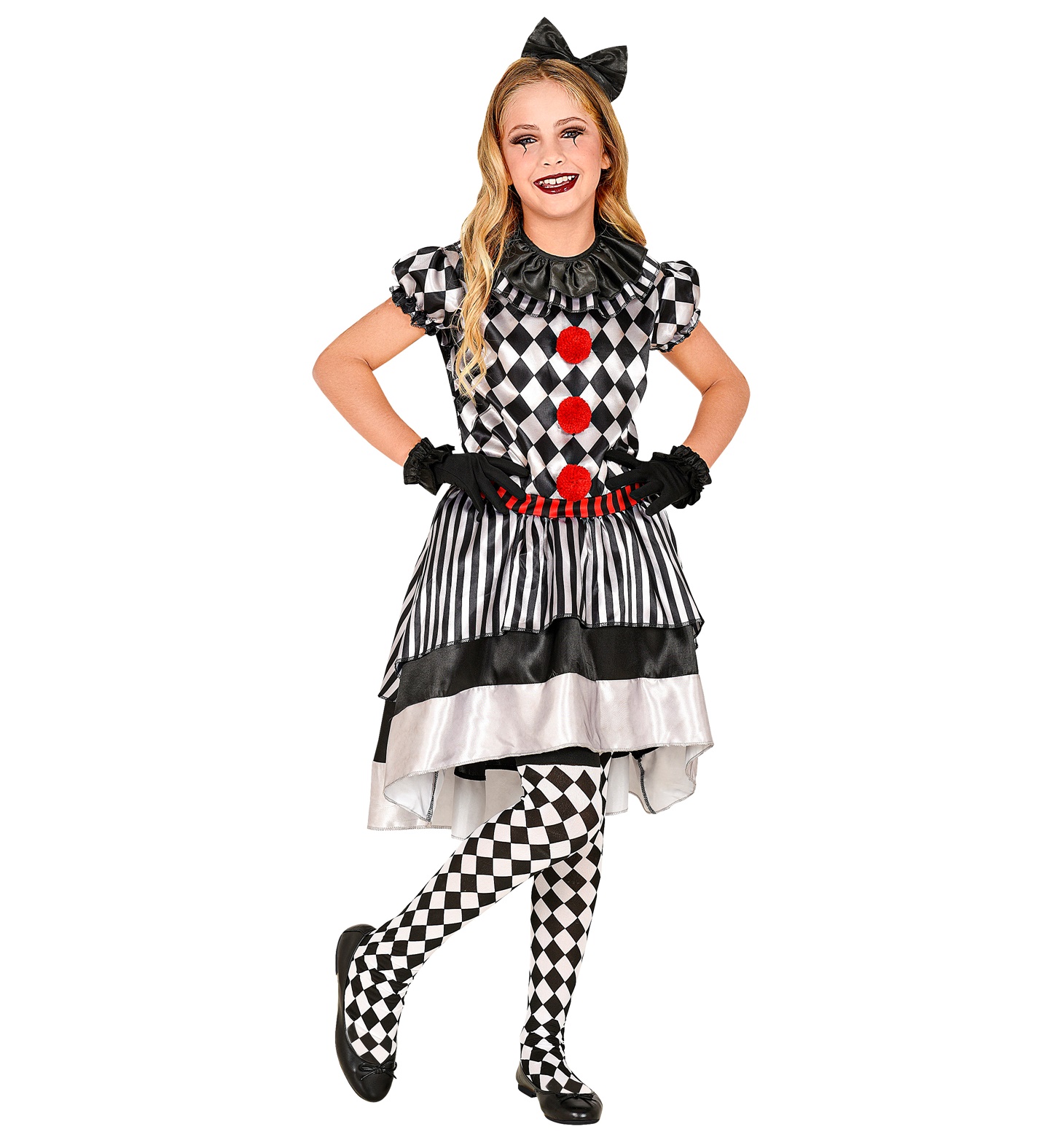 Clown Kleid schwarz--weiß XXS Teenager