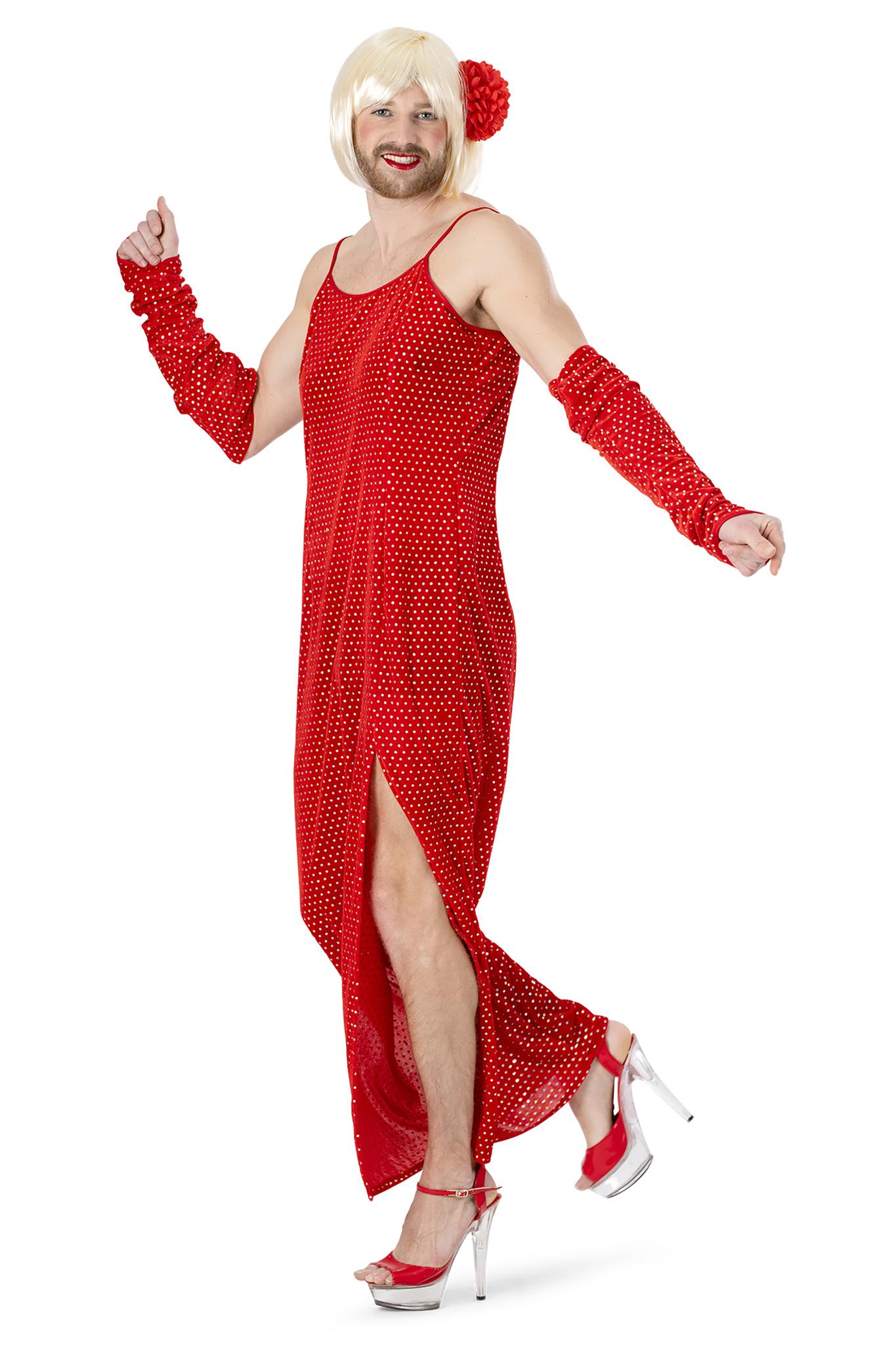 Diva Kleid für Herren rot Gr.52/54 mit Handschuh