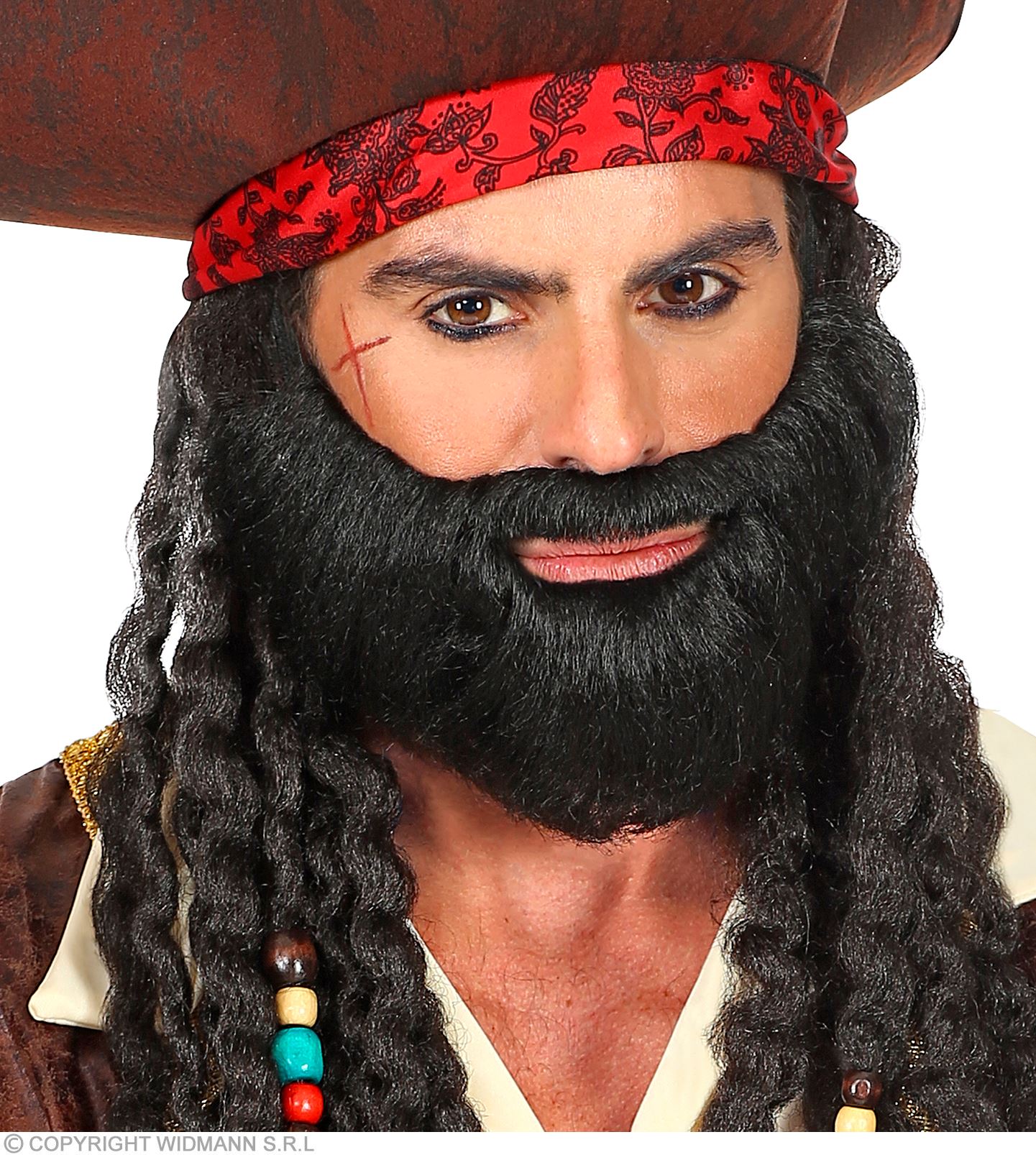 Schwarzer Vollbart mit Schnurrbart