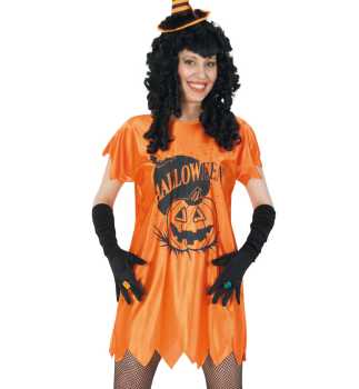 Halloween Kleid orange-schwarz Gr. 46