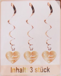 Spiral Hänge-Deko "Just Married" rose 3.tlg.