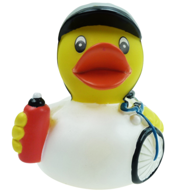 Radler Badeente  8cm mit Fahrrad