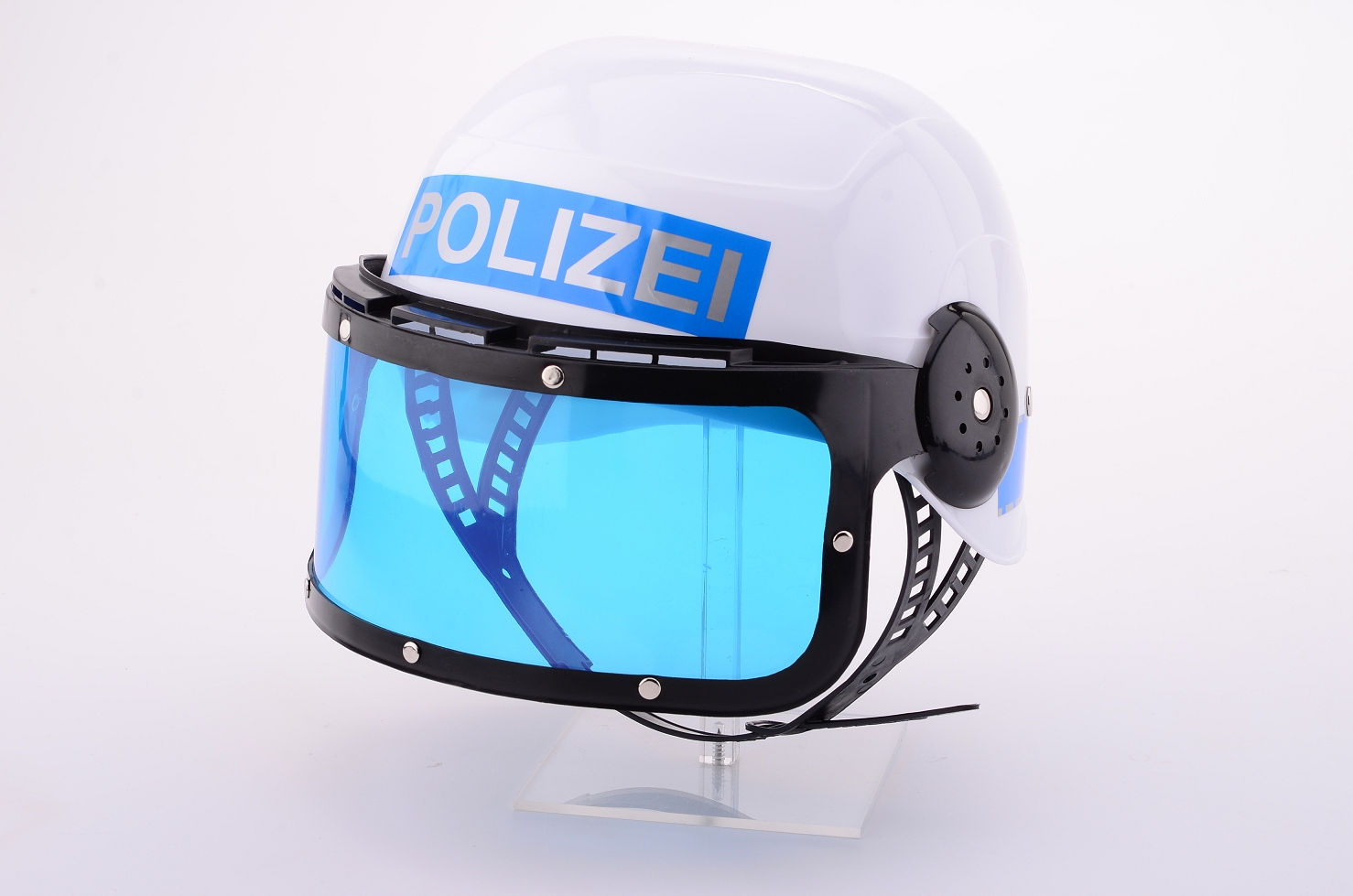 Polizei Helm mit Visier weiss-blau