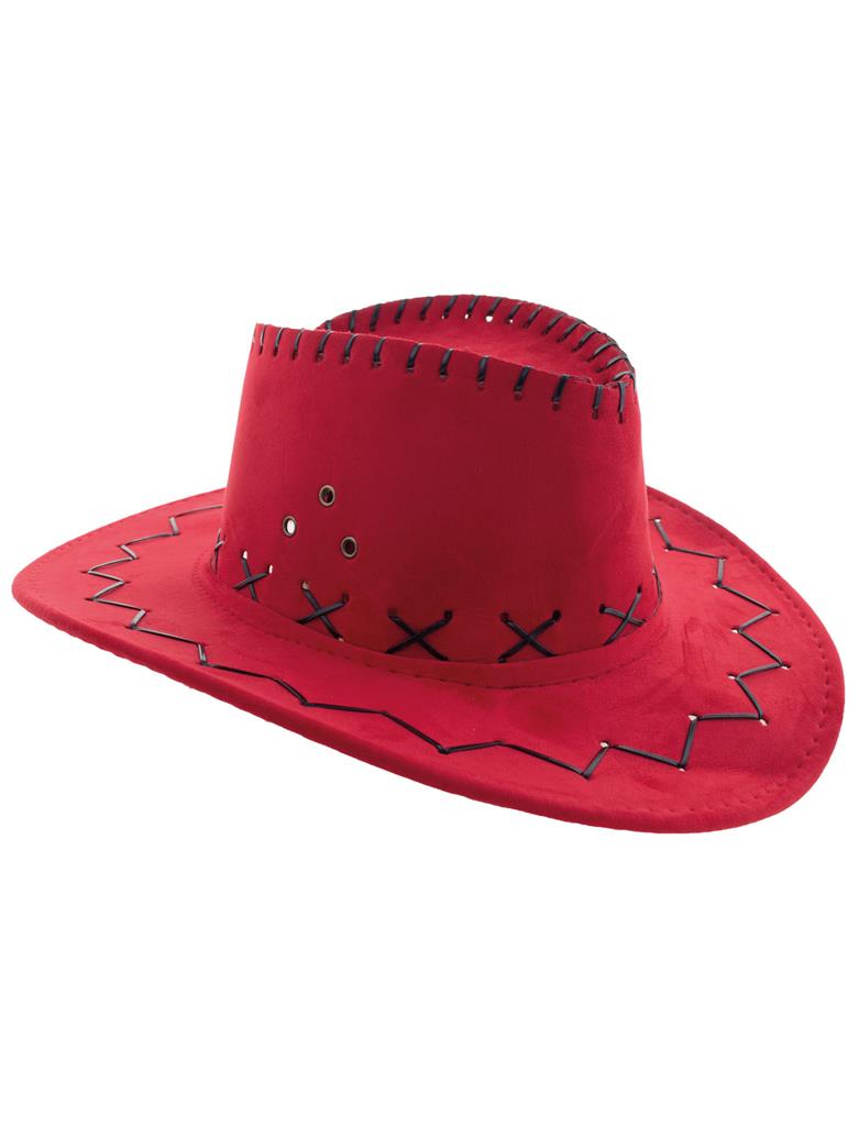 Kinder Cowboy Hut Lederoptik rot