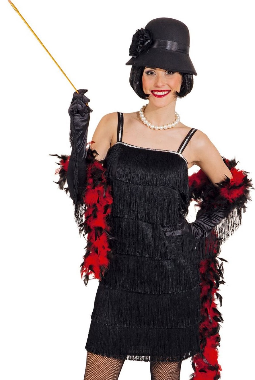 Charleston Kleid 20er Jahre 38/40  schwarz mit Fransen