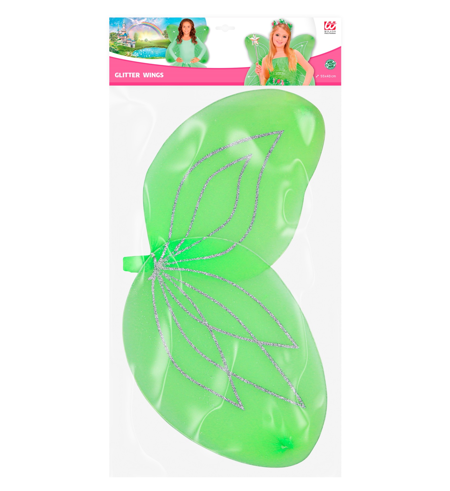 Glitzerflügel grün 55x48cm