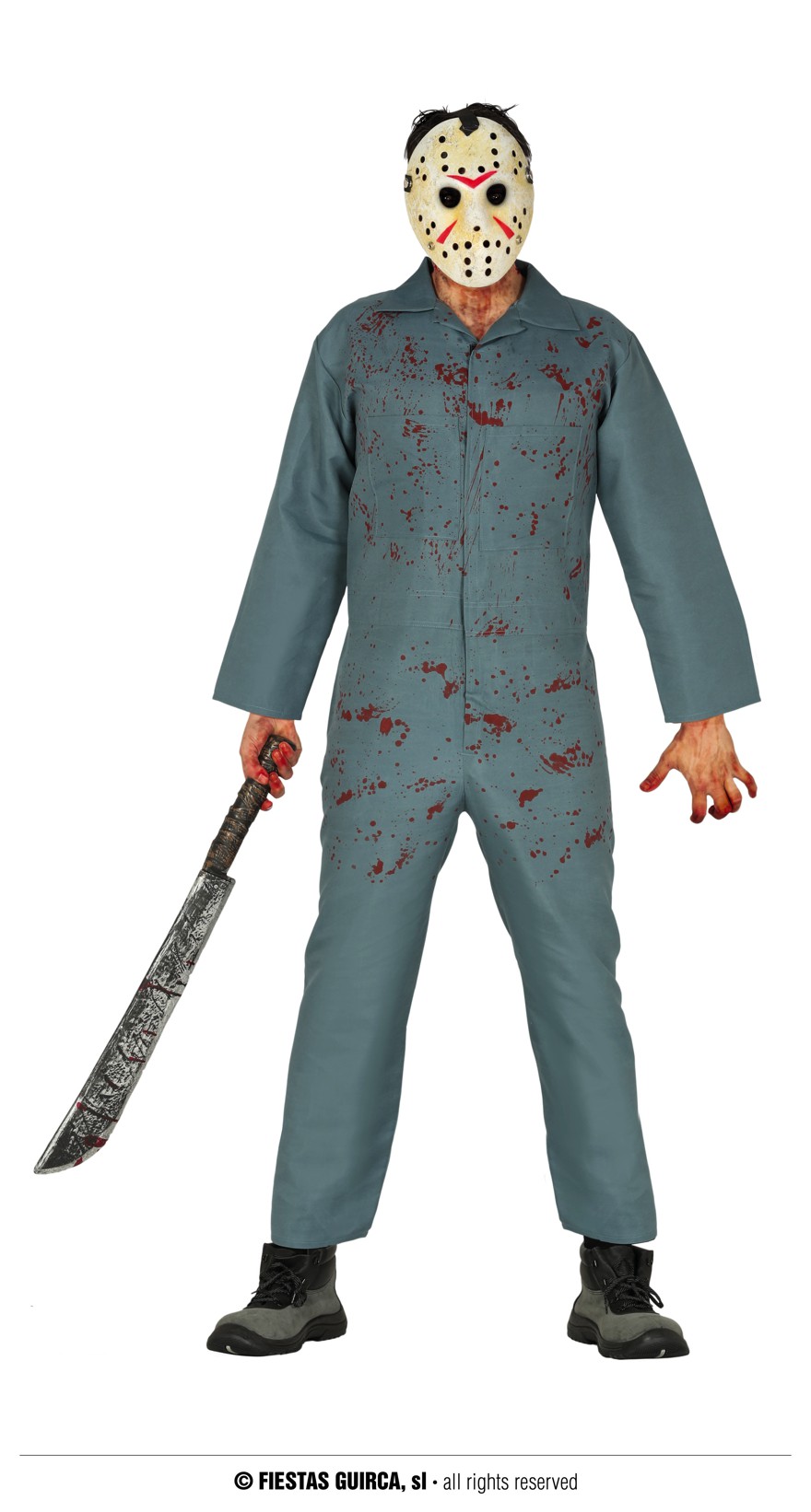 Grauer Horror Overall mit Blutflecken  52/54  L