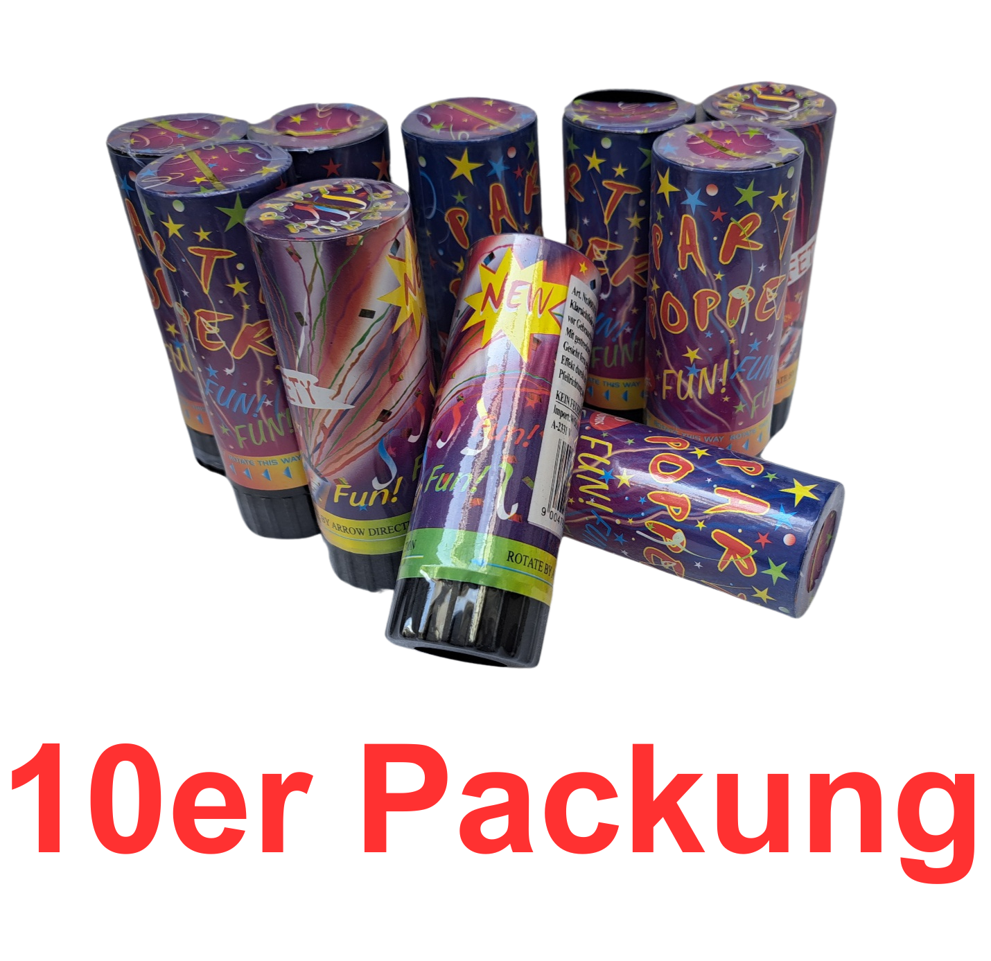 10er Packung  Mini-Konffetti Kanonen ca.10cm  Folienfüllung