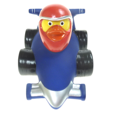 Blaue Rennfahrer Badeente  8cm