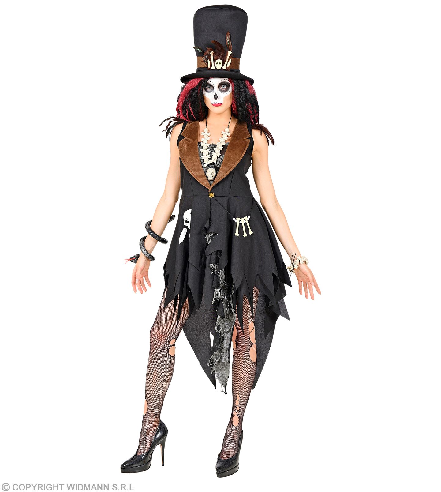 Voodoo Priesterin Kleid mit Hut SMALL