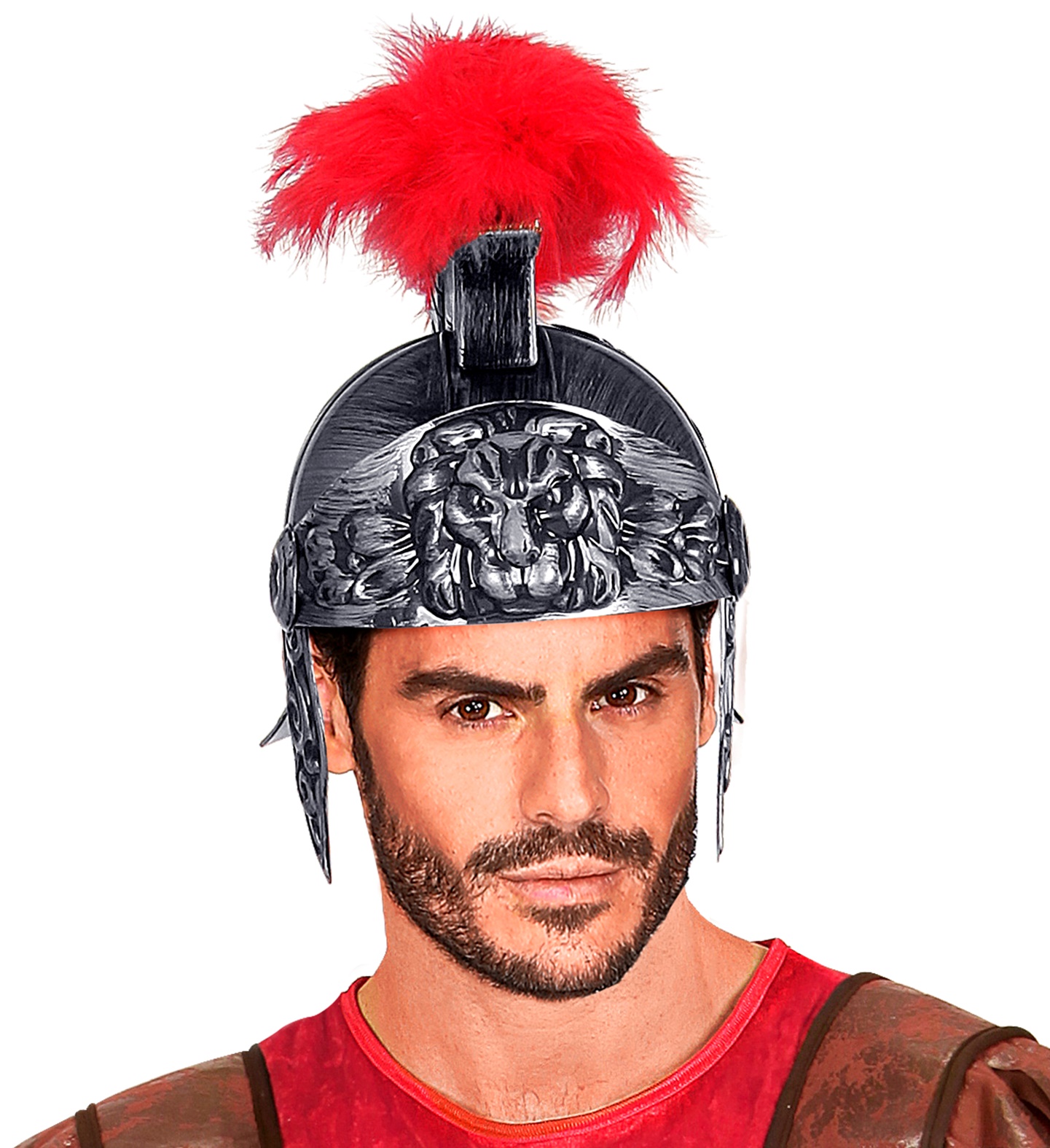 Römer Helm  für Erwachsene  silber-schwarz mit roten Federn
