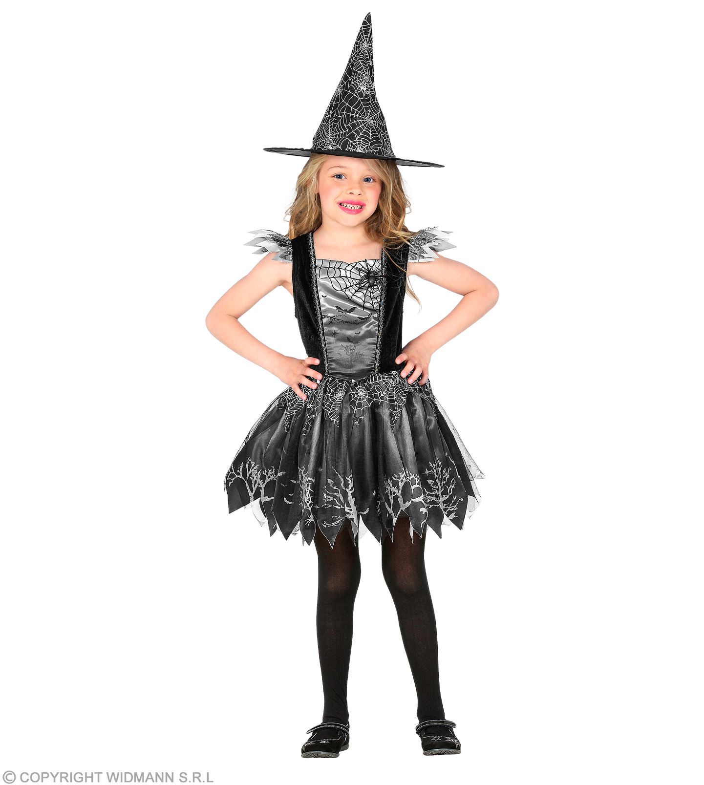 Hexenkleid  Gr. 158 silber-graues Kleid mit Hut