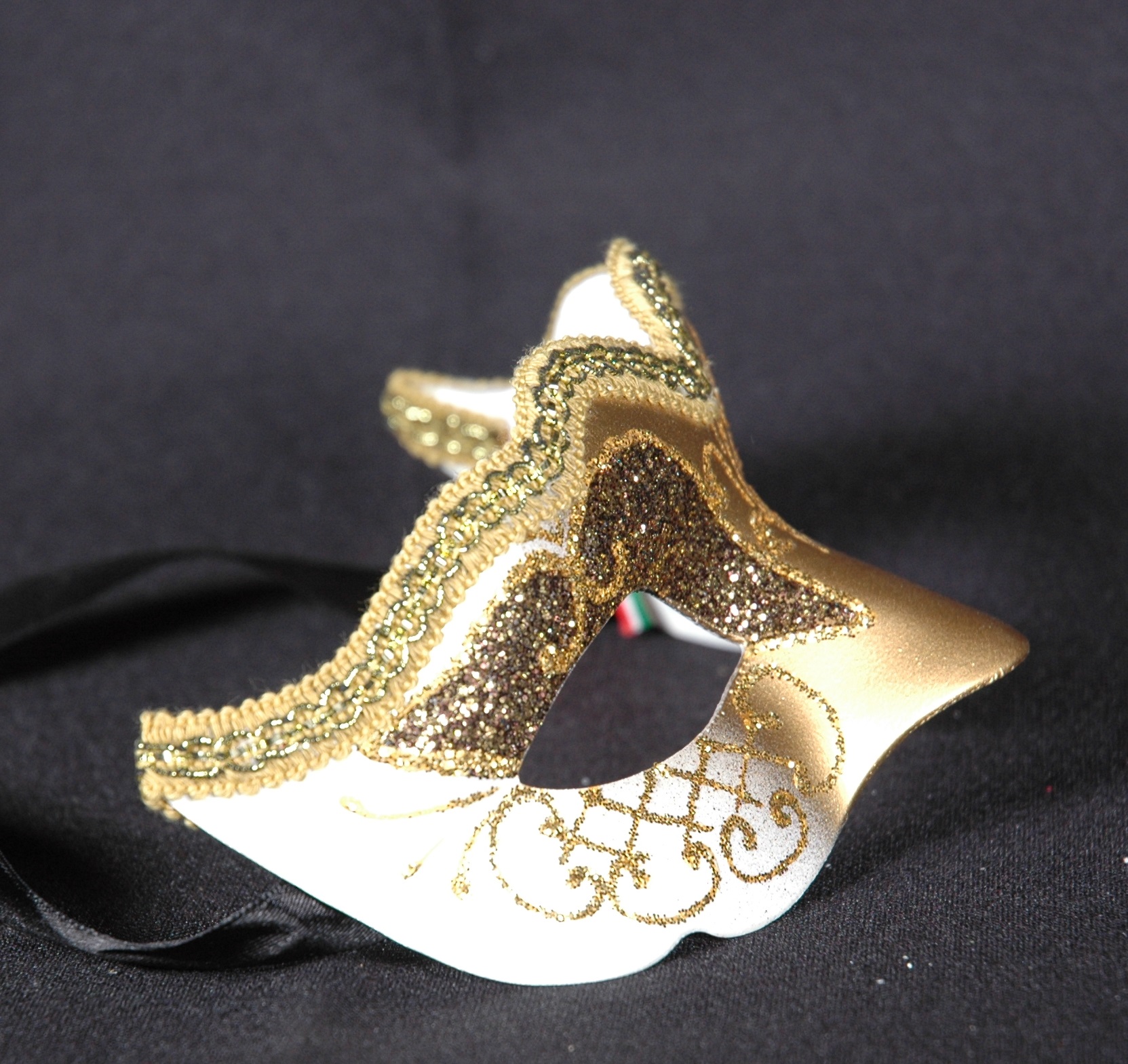 Venezianische Maske Columbine Baby gold-weiß STAR