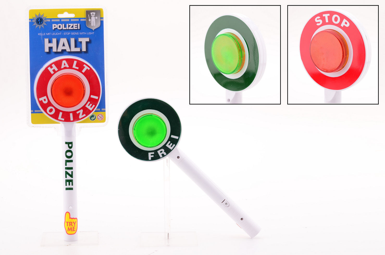 Polizei Stop Signal mit Licht  inkl. 2 AA Batterien