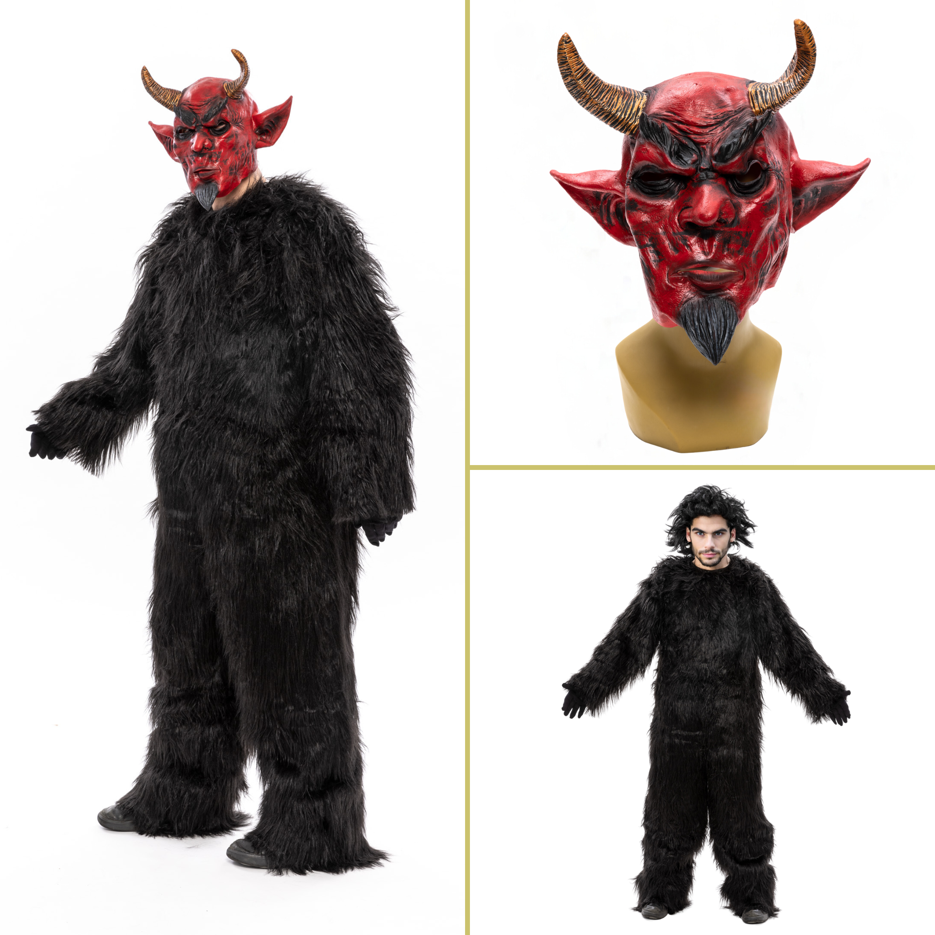 Krampus SET Overall MEDIUM mit Maske für Erwachsene