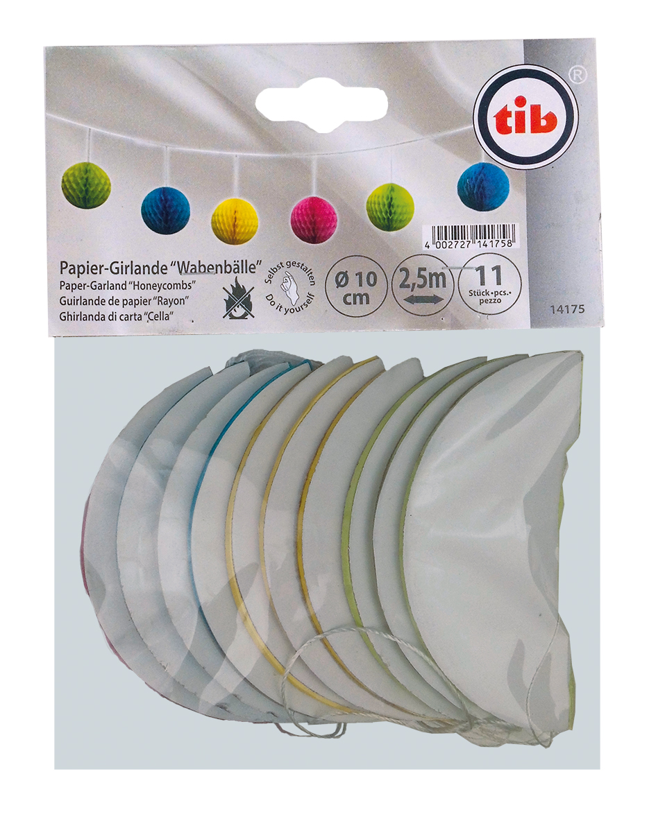 Girlande mit bunten Wabenbällen
