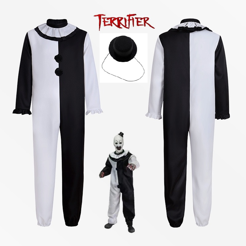 Horror Clown Overall schw.-weiß   X-LARGE