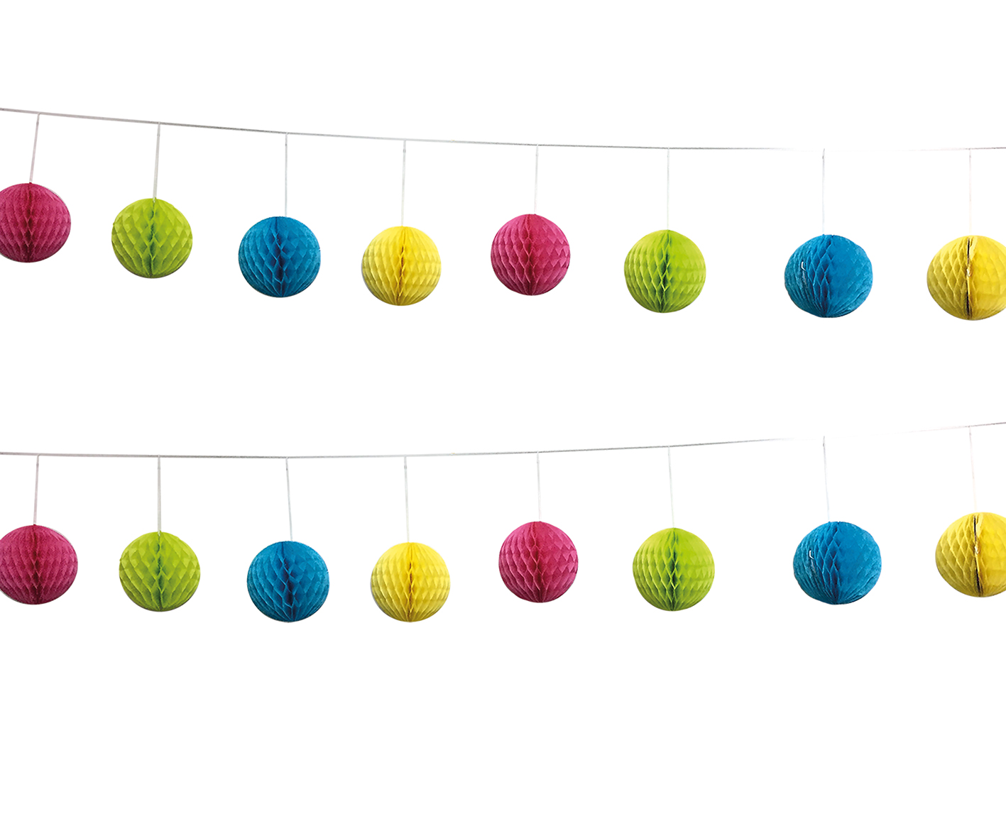 Girlande mit bunten Wabenbällen