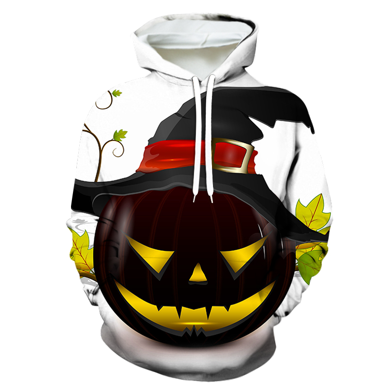 Halloween Hoodie MEDIUM 3D Druck weiß-schw  (XL)