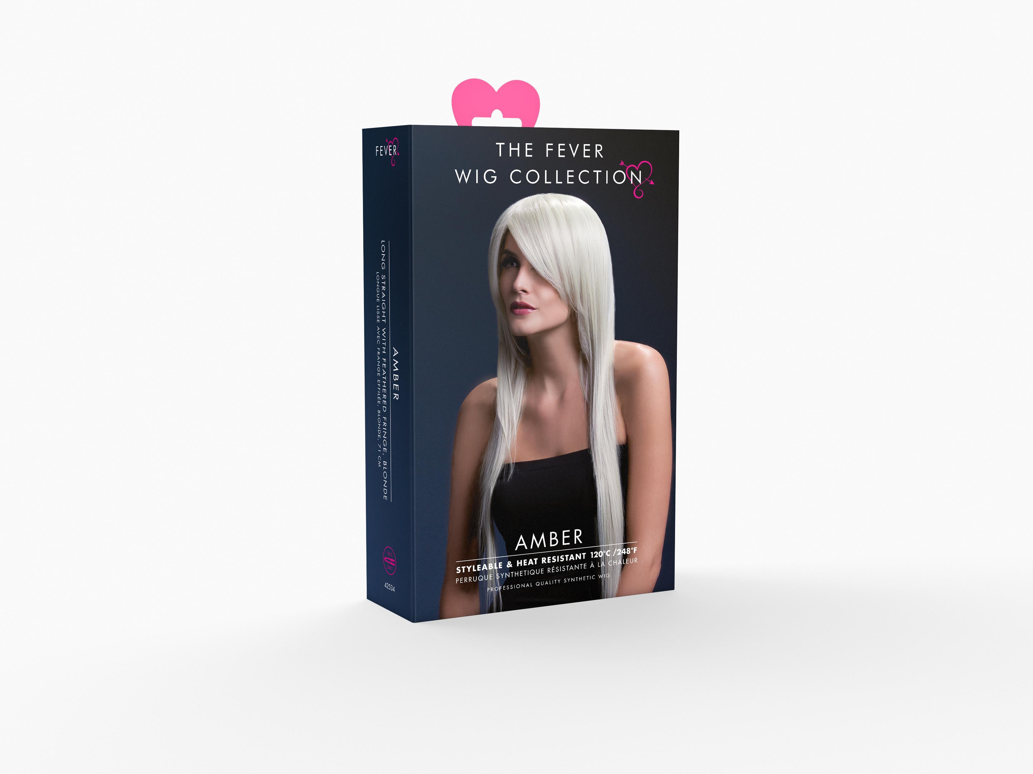 Ambre Perücke blond lange glattes Haar Premium Qualität