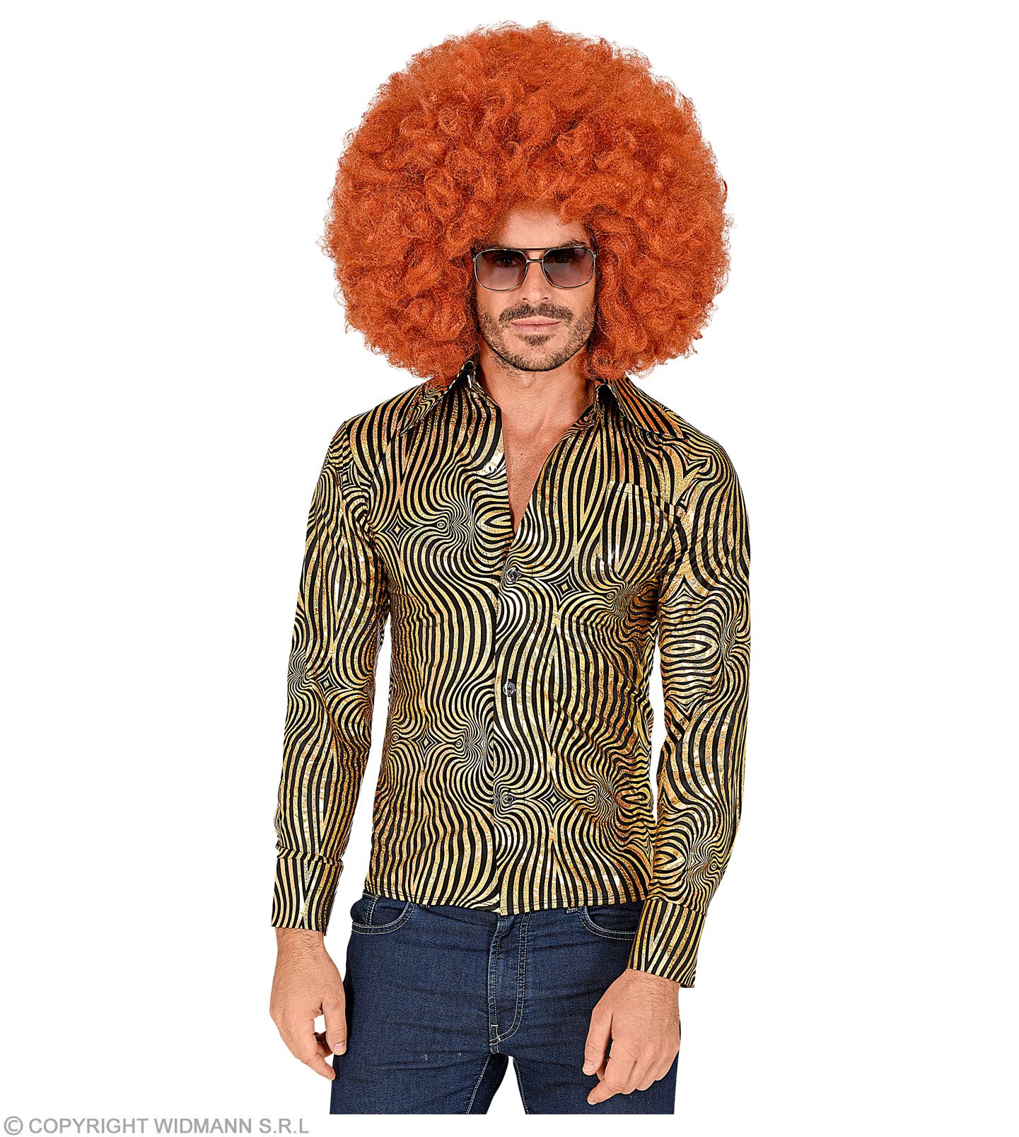 70er Disco Shirt  XXL  gold-schwarz