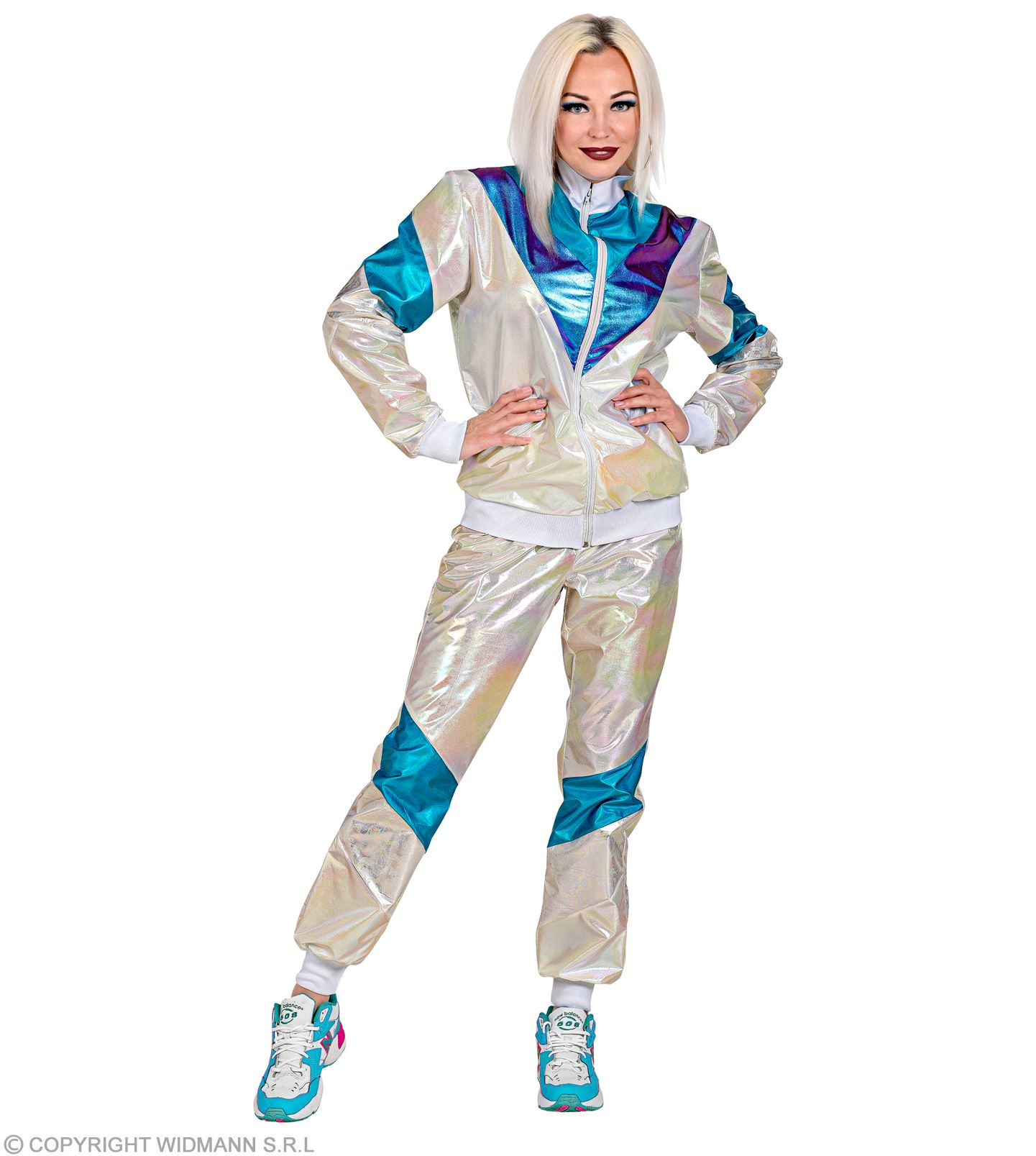 80er Jahre Trainingsanzug X-LARGE holographic-silber