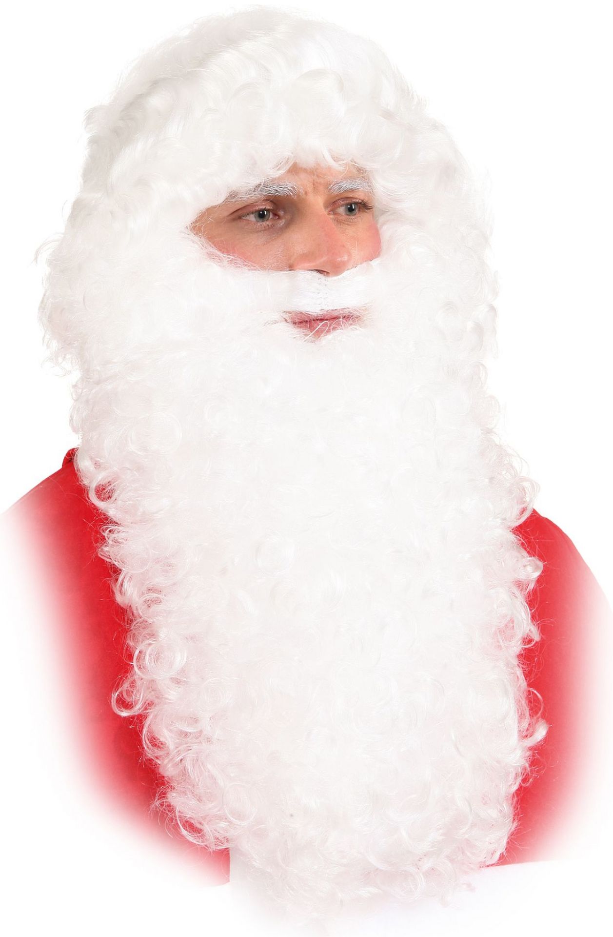 Weihnachtsmann Perücke+Bart SET weiss deluxe