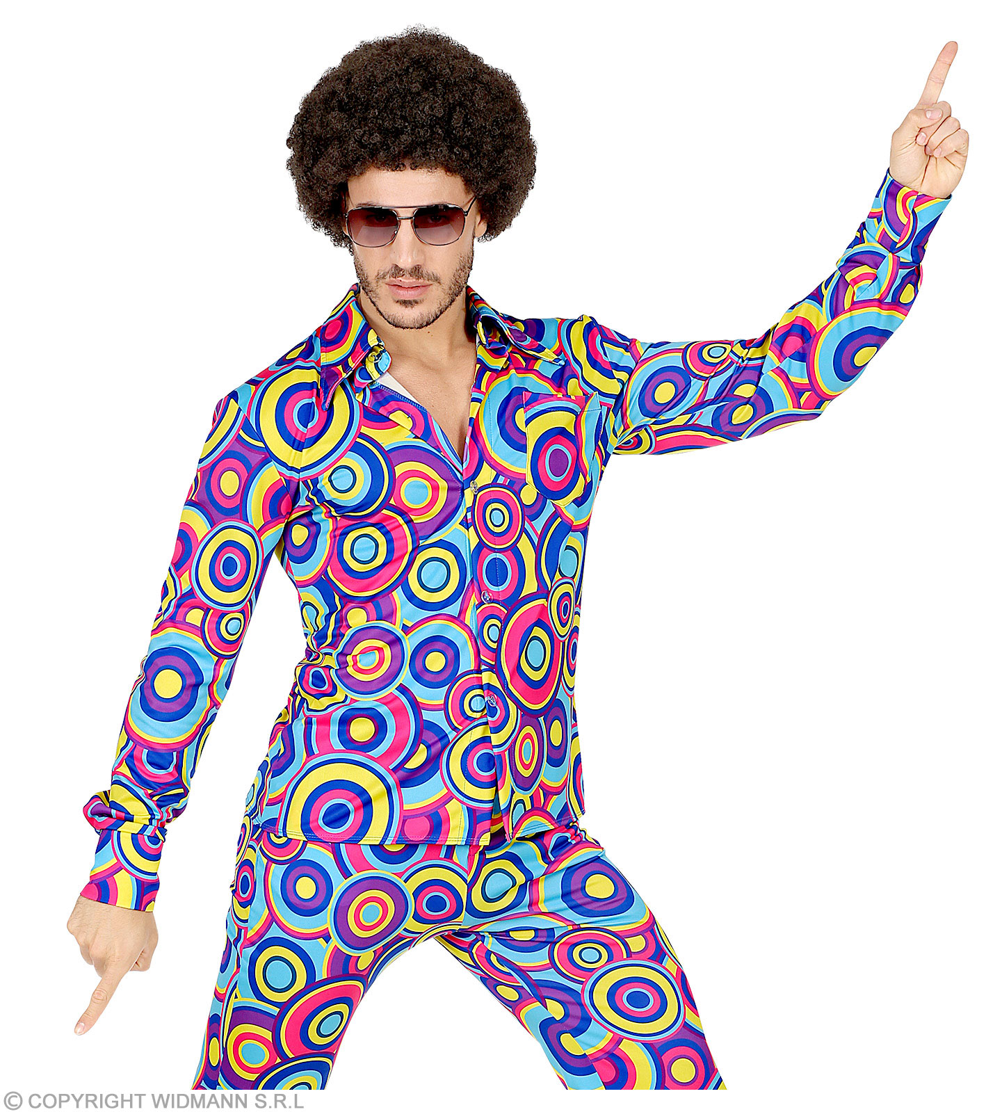 70er Jahre Hemd  Bubble-Blue S/M