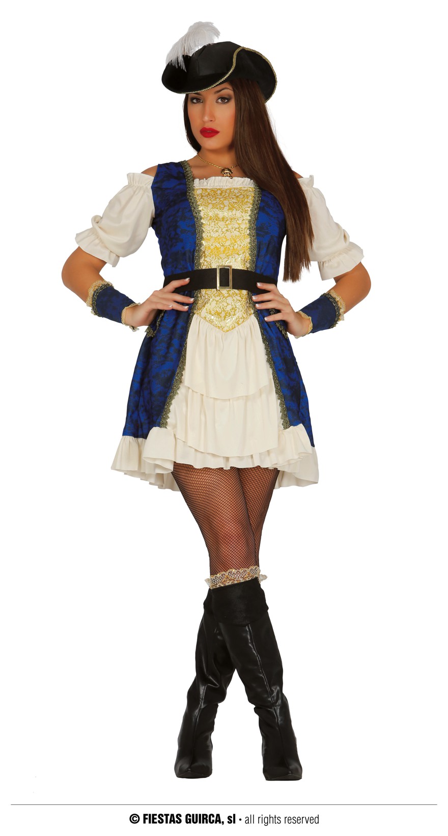 Piraten Lady Kleid 36--8 S  blau-weiß