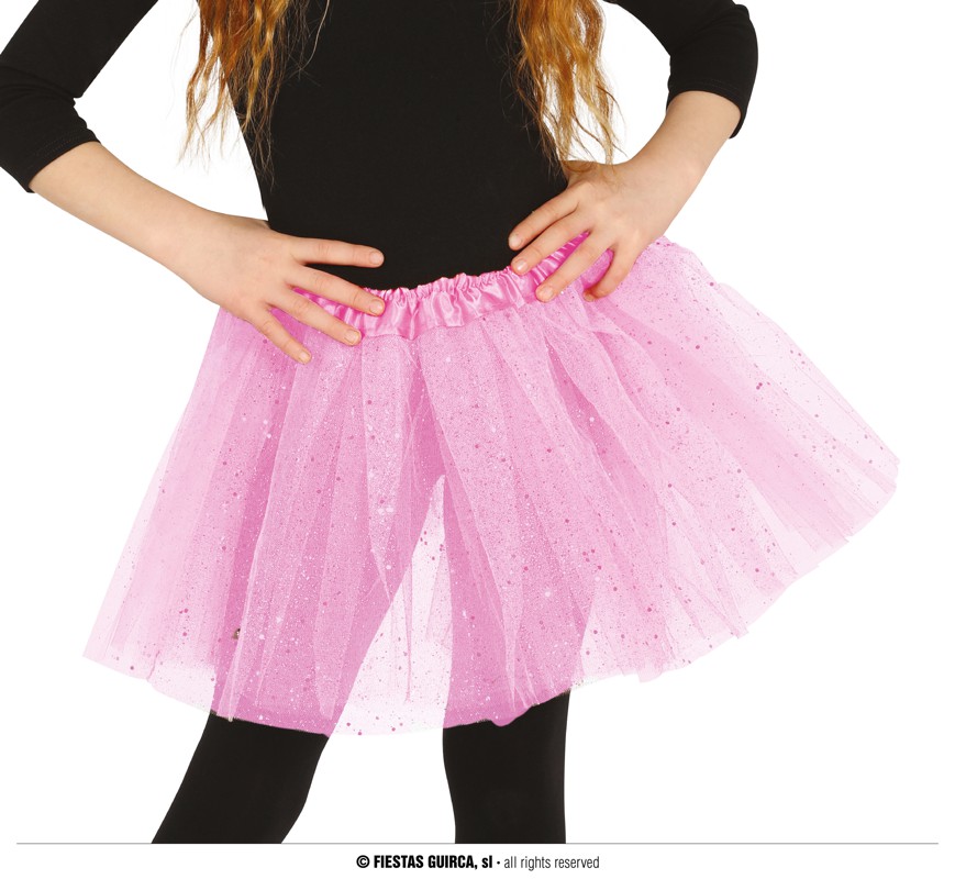 Tüllrock pink mit Glitter-Effekt ca. 30cm