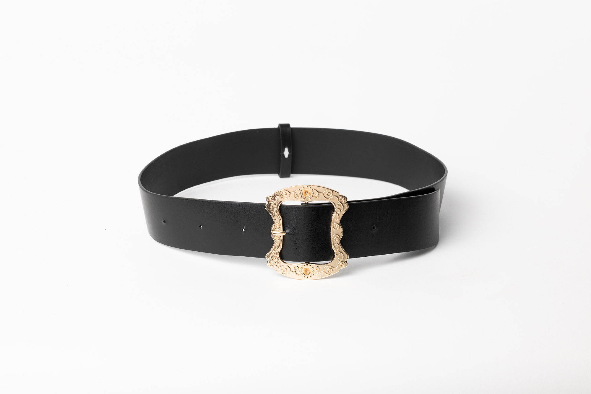 Gürtel schwarz ca. 120cm mit Gold-Schnalle