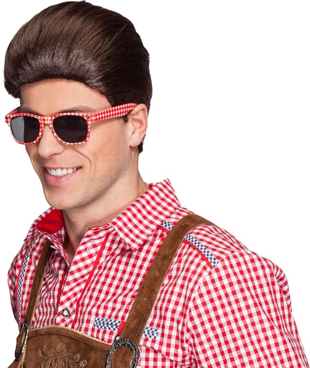 Brille rot-weiß karriert