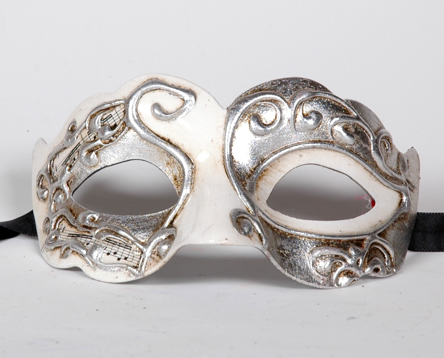 Venezianische Maske Columbine Baby Musica weiss-silber