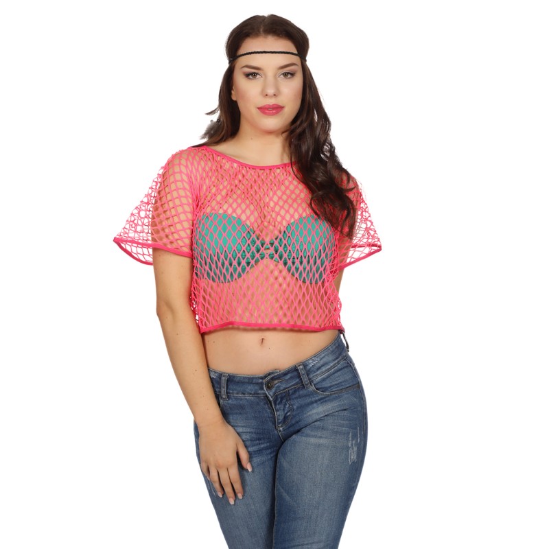 Netz-Shirt kurze Ärmel  PINK   OSZ