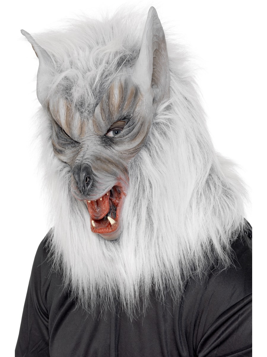 Graue Wolf Maske mit Haare   *)