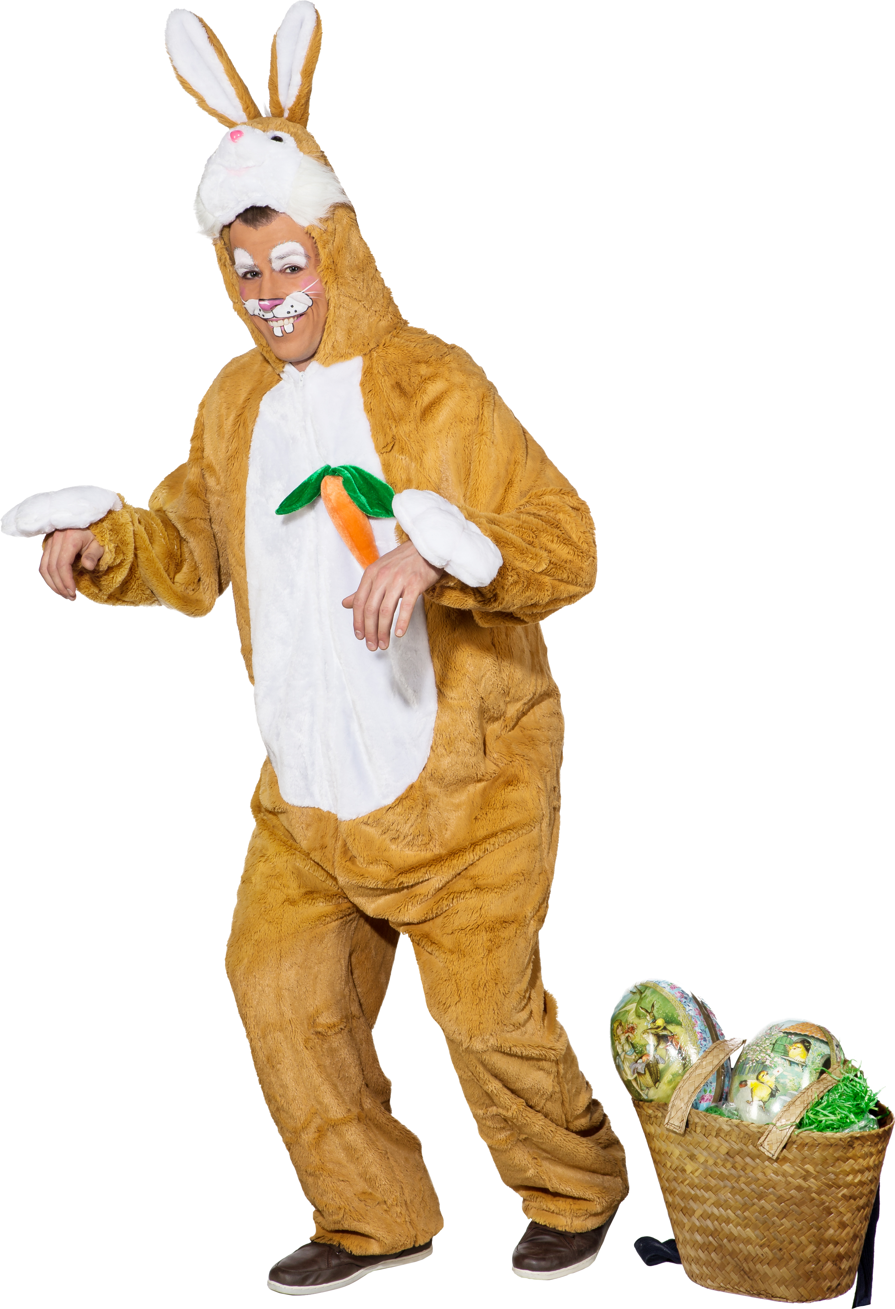 Hasen Overall in braun mit Kopf Damengröße