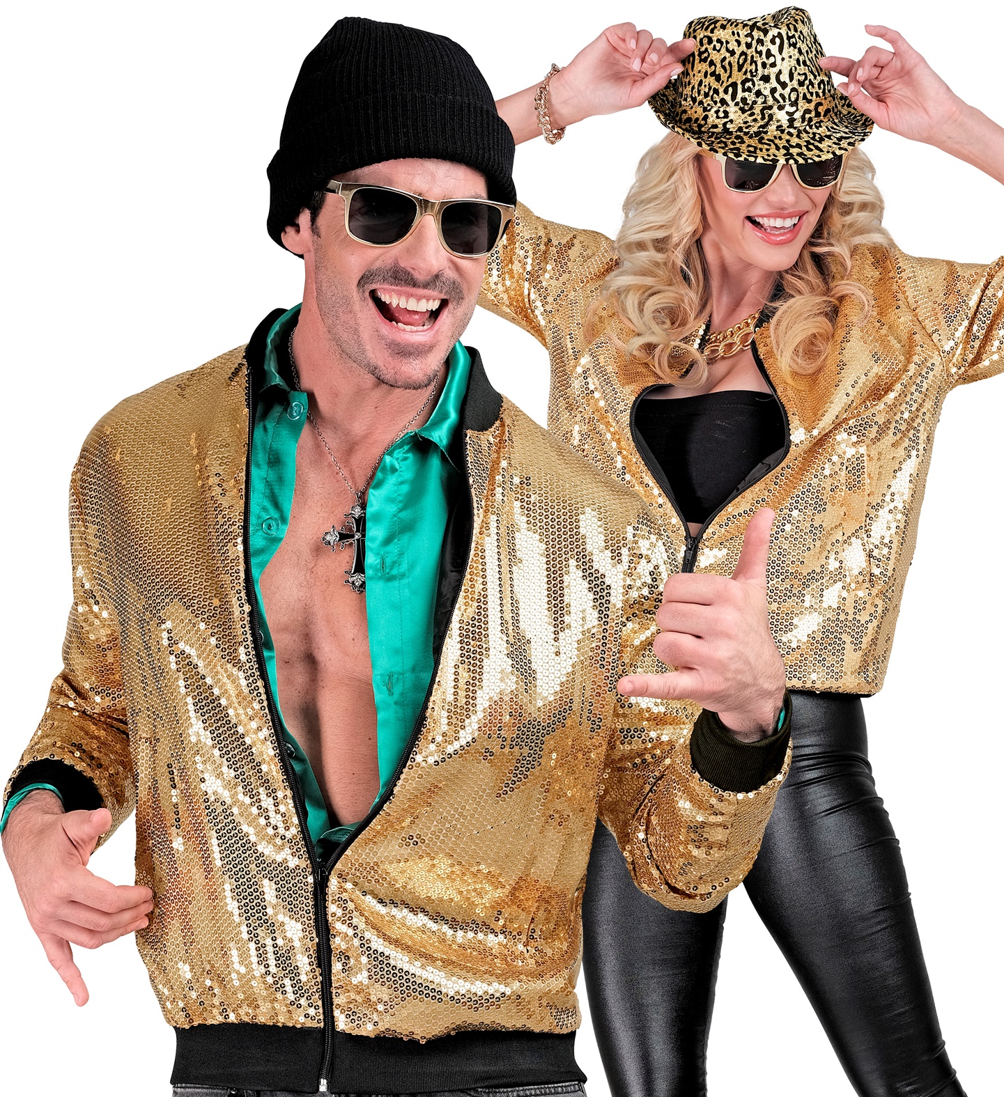 Goldene Pailletten Bomberjacke L/XL Damen oder Herren