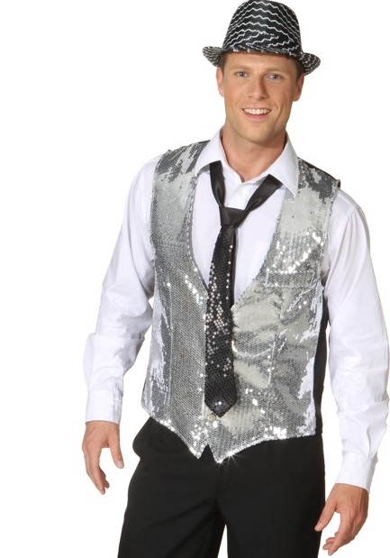 Paillettenweste silber  Gr. 48/50