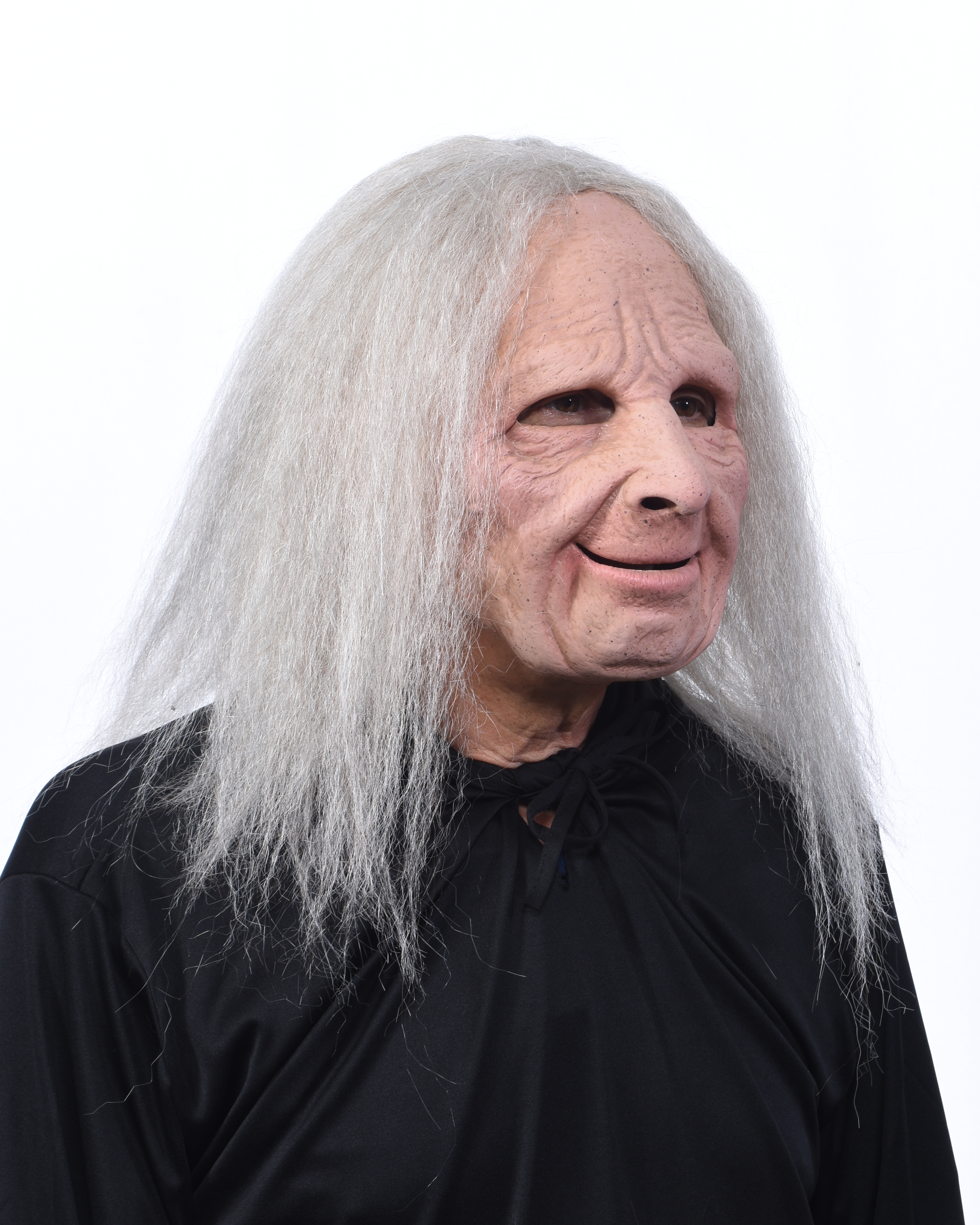 Tante Florence  Latex Maske mit langen grauen Haaren