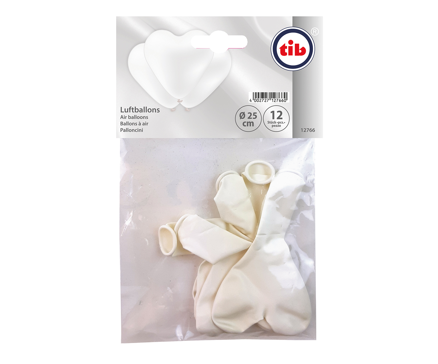 12 Stück Herzluftballons weiß