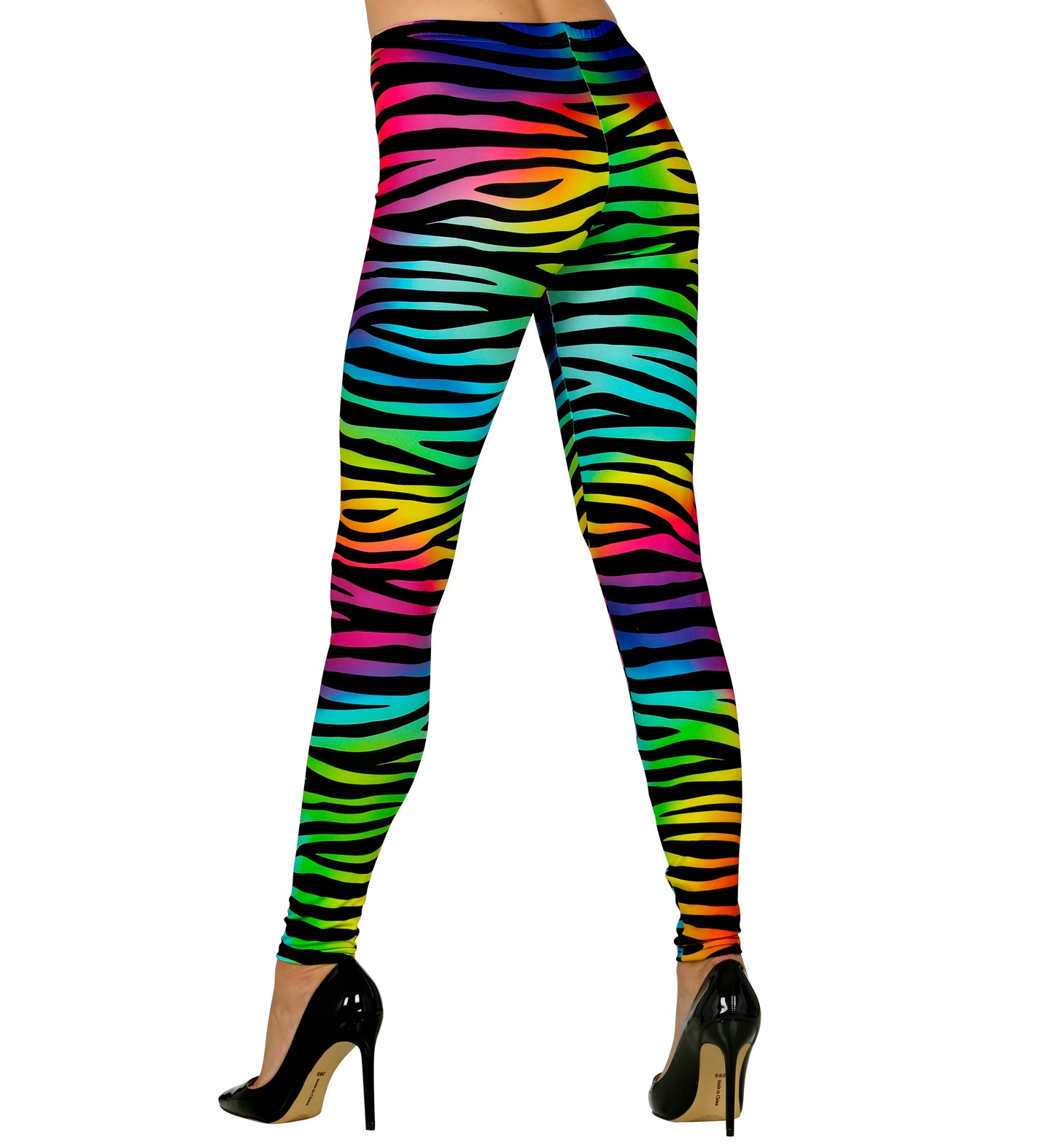 80er Jahre Leggings Tiger-Design - neonfarben S/M