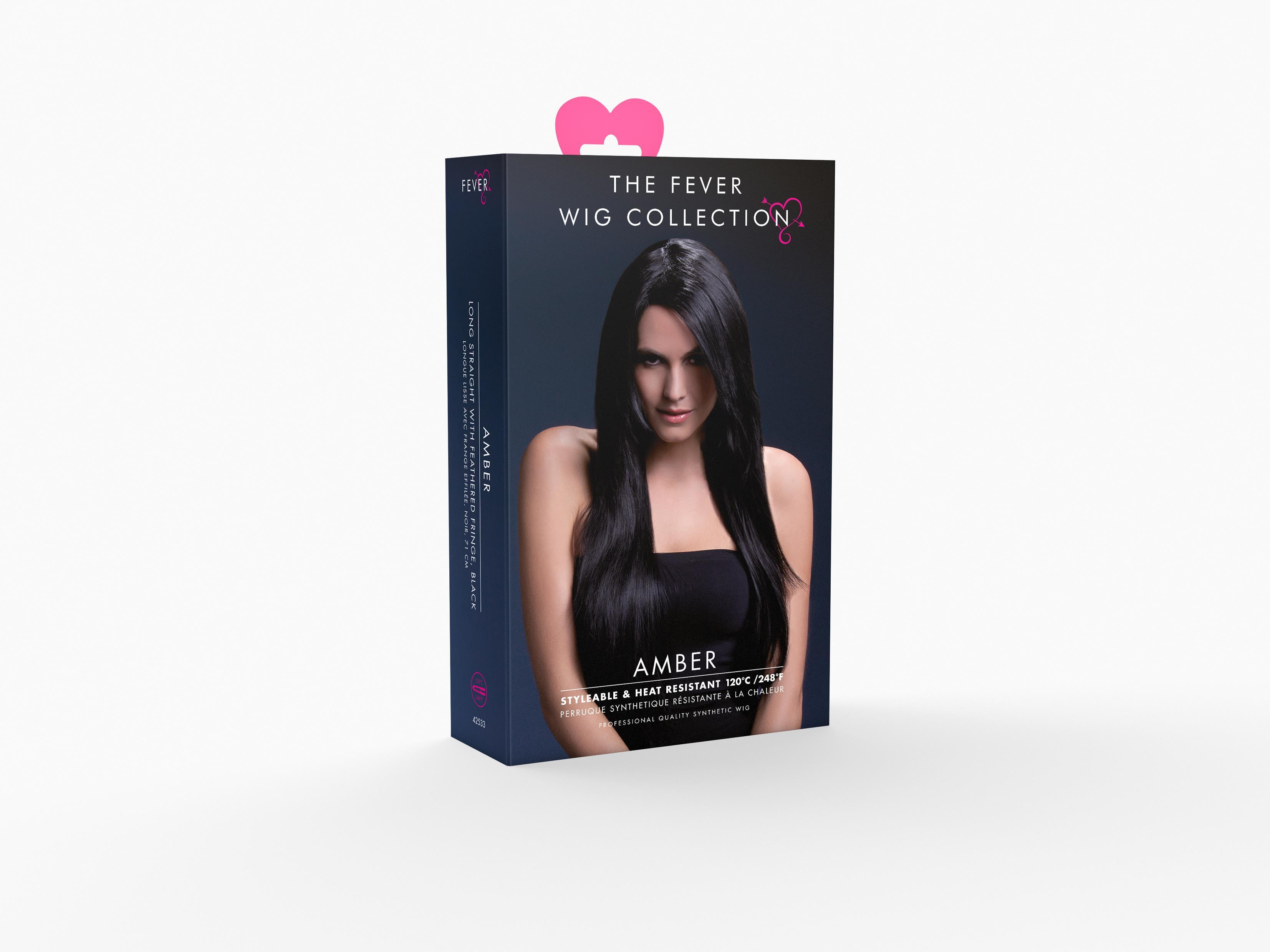 Ambre Perücke schwarz lange glattes Haar Premium Qualität