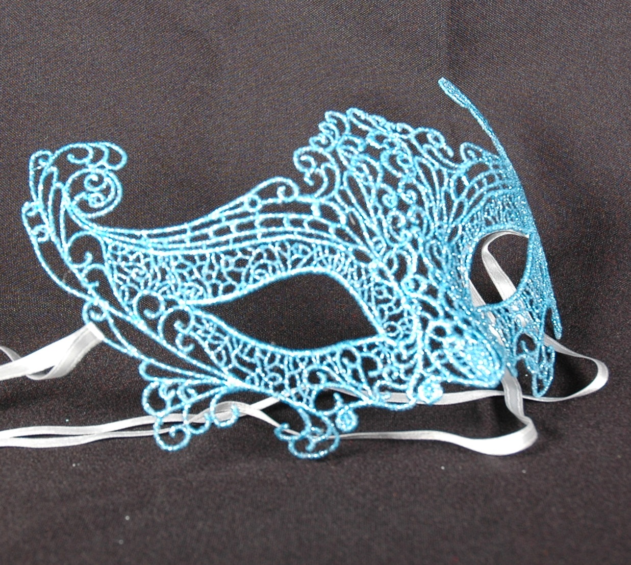 Venezianische Spitzen-Maske hell-blau glitter