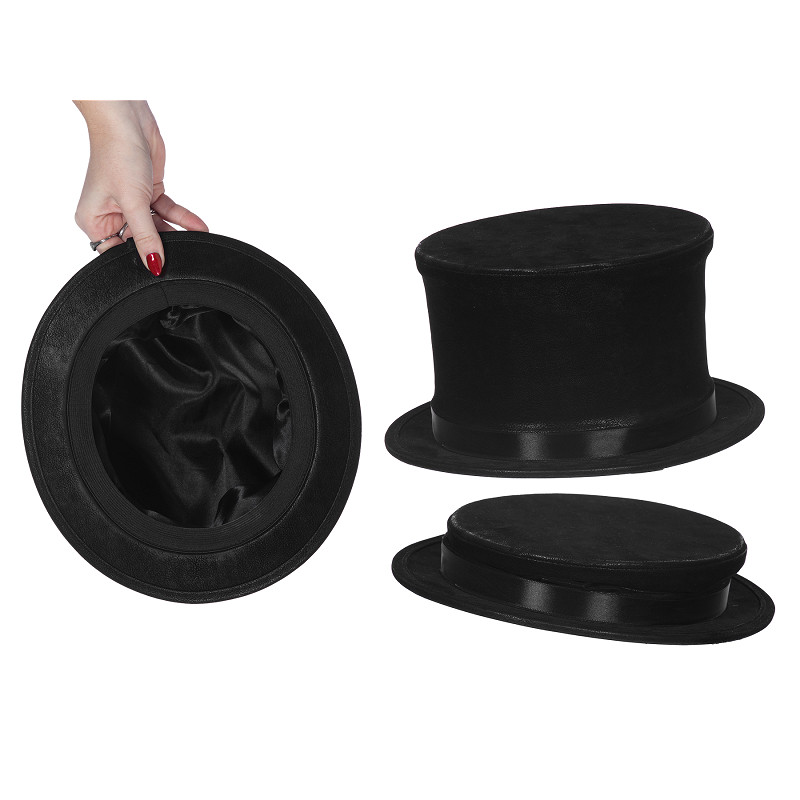 Klapp Zylinder Samt schwarz KW 58-60cm