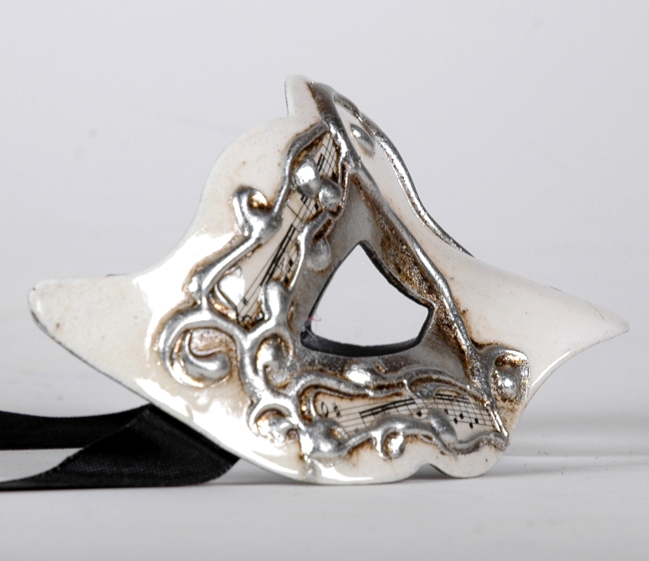 Venezianische Maske Columbine Baby Musica weiss-silber